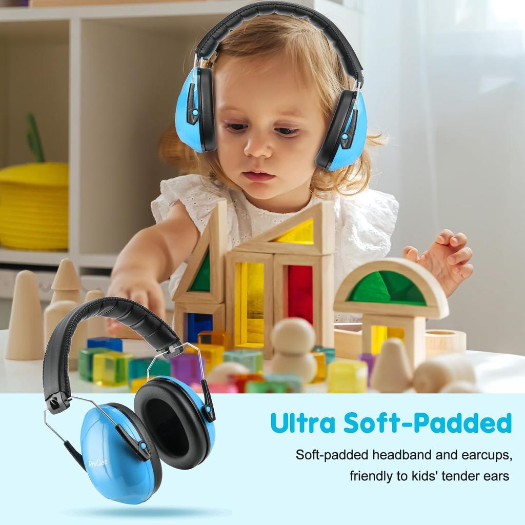 ProCase Safety Earmuffs for Kids and Hearing Protection Headphones with Adjustable Noise NRR 21dB Blue Noise-Blocking Adults, Sound-Isolating,