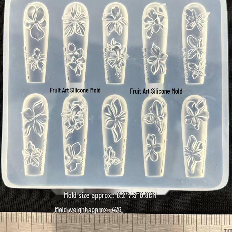 Маленькая силиконовая форма для 3D-тиснения цветочного дизайна на ногтях