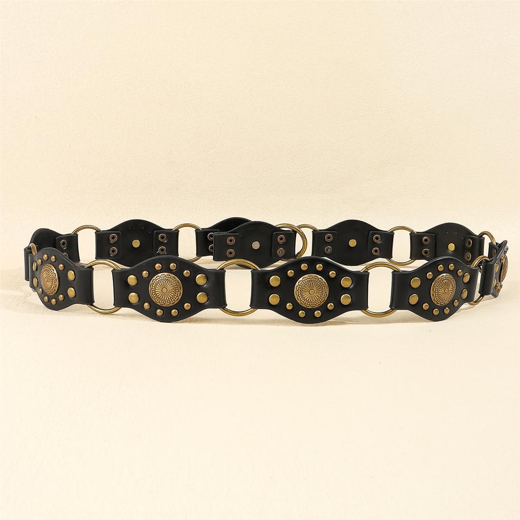 Western Round Buckle Belt for Women Girl Rivet Studded Corset Belt for Jeans Pants Girl 2000s Decorative Belt Waistband