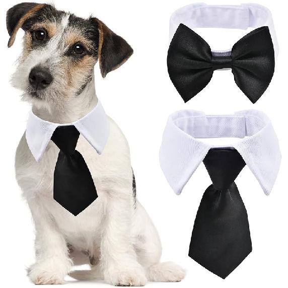 

Pet Bow Tie, 2 PCS Adjustable Dog Neck Tie Formal Dog Tuxedo Costume Neck Collar for Small Dogs and Cats, L L