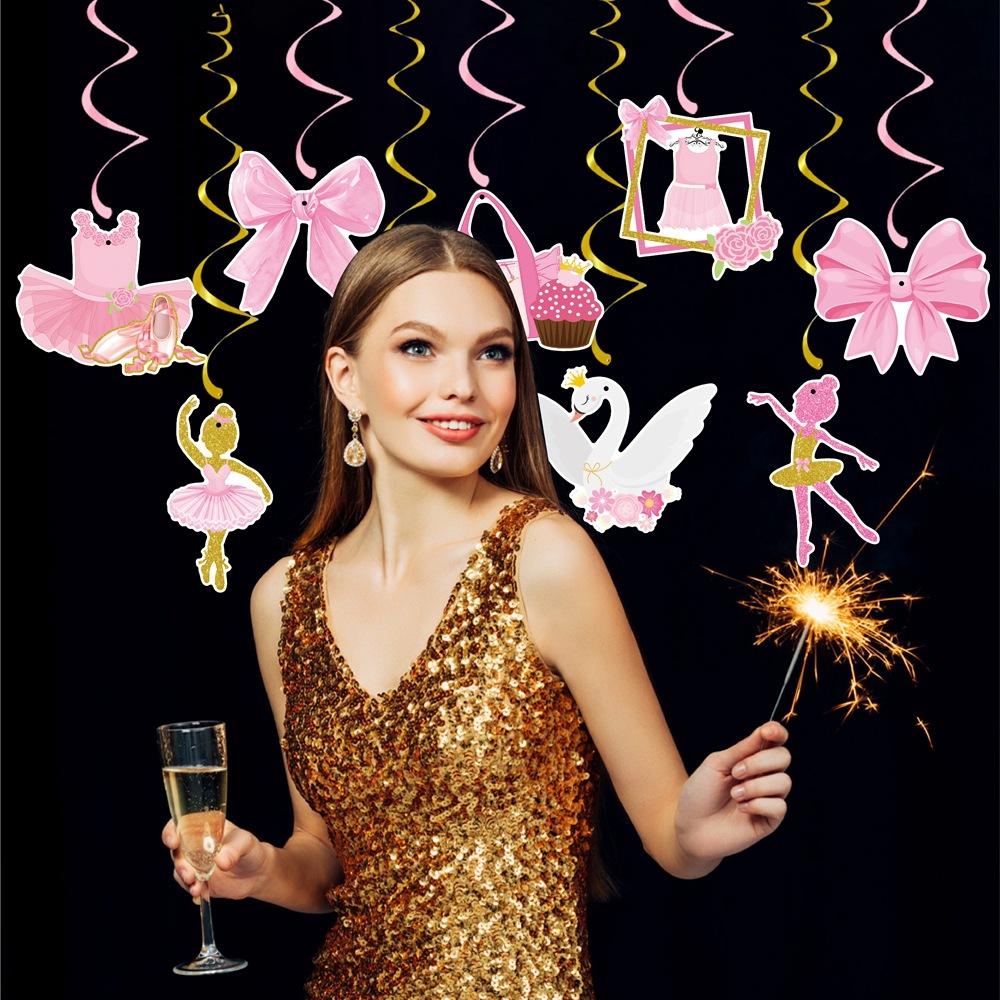 Birthday Ballet-themed Party Set Birthday Party Background Flag Raising Ballet Spiral Pendant