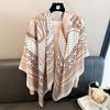 Light luxury carriage simulation silk high-end sense 111cm large square scarf silk scarf printed shawl sunscreen scarf headscarf scarf