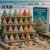 Sea Glass Christmas Tree Countdown Ornament 2026 Advent Calendar, 2D Acrylic Set Coastal Calendar with Hanging String, Holiday Decor, Festive Gift for