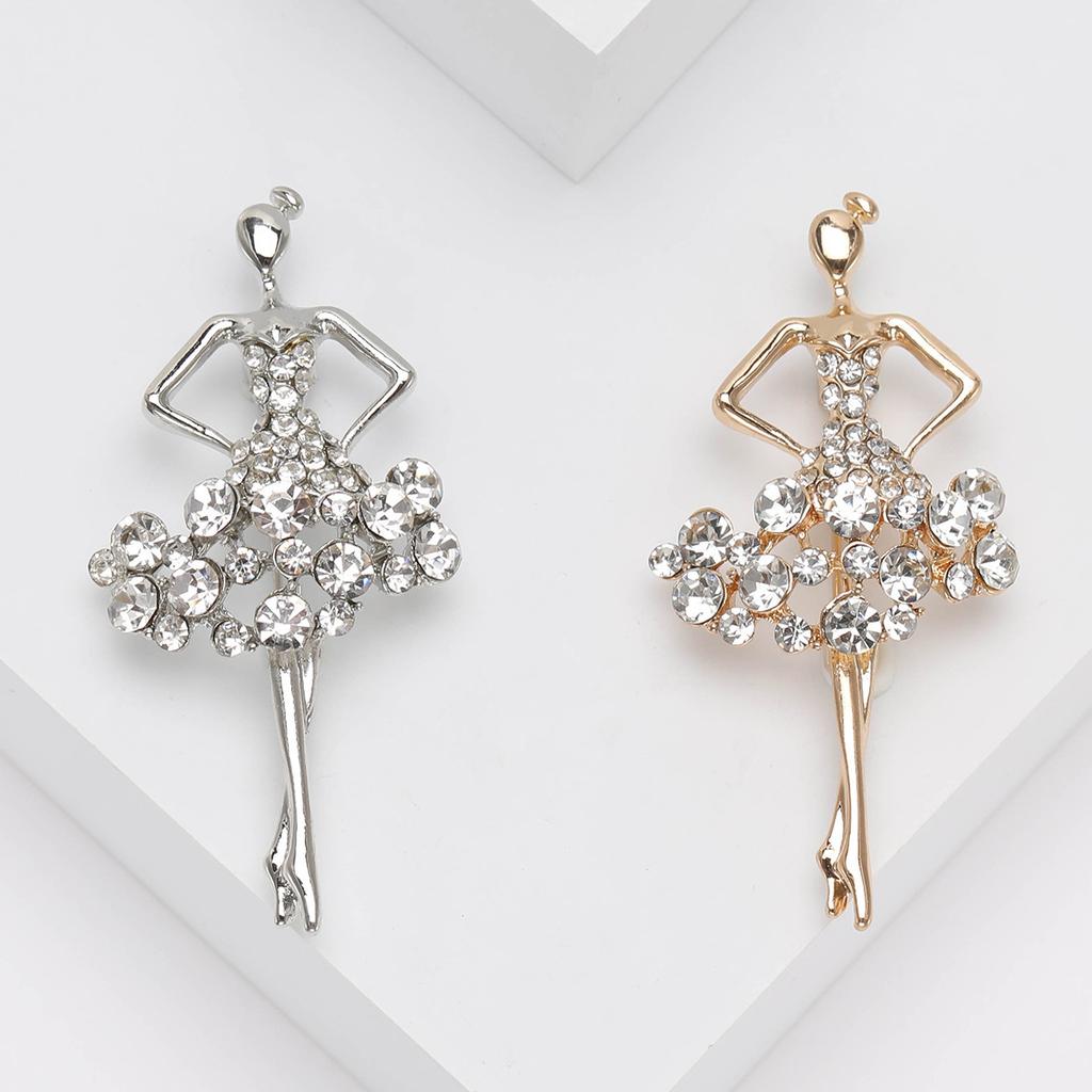 Diamond-Encrusted Ballet Girl Brooch, Temperament Clothing Accessories Pin Brooch