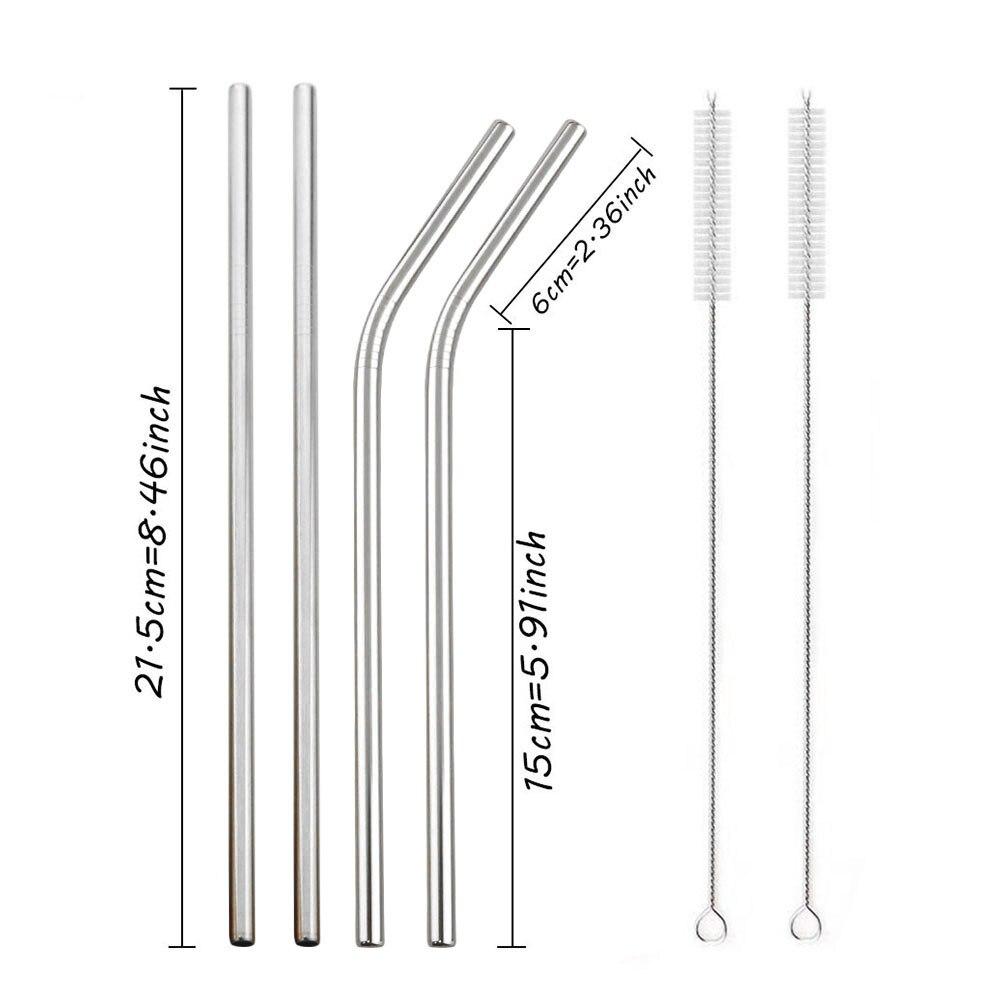 

Многоразовая трубочка для питья, высокое качество, металлическая соломинка из нержавеющей стали 304 с чистящей щеткой для кружек, набор аксессуаров для чая, кофе-бара серебряный