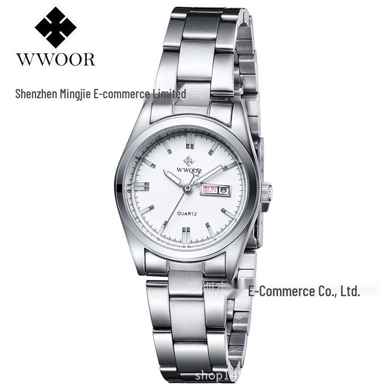WWOOR 8804 Women's Trendy Luminous Steel Band Calendar Watch
