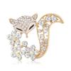 Rhinestone Ladies Fox Brooch for Women Clothing Coat Crystal Animal Pins Party Jewelry Accessories