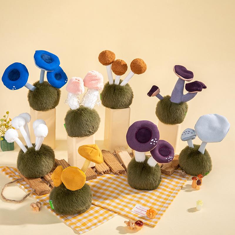 14cm Mushroom Plush Toy Desktop Ornament Fluffy Plant Stuffed Doll Gifts