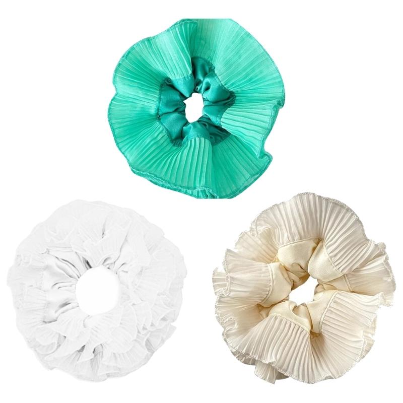 Elegant Ruffled Trim Hair Scrunchies Elastic Hair Rope Soft Hair Rope Spring Elastic Hair Tie for Girls Braids Hold