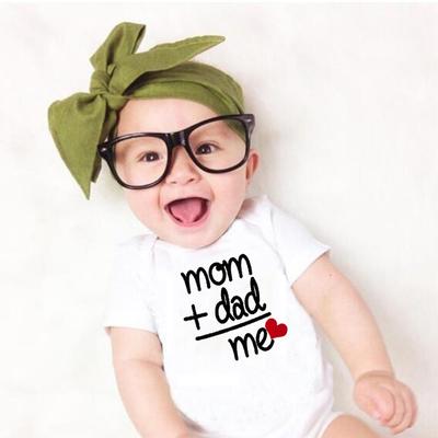 Dad +Mom = Me Baby Romper Newborn Toddler Boy Girl Outfit Summer Baby Short Sleeve Bodysuit
