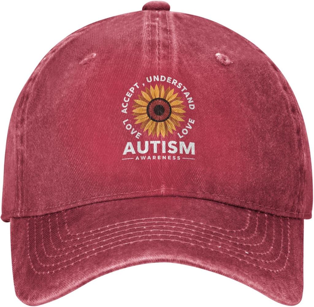 Autism Awareness Sunflower Love Accept Understand Denim Baseball Cap Unisex Adult Casual Sun Protection