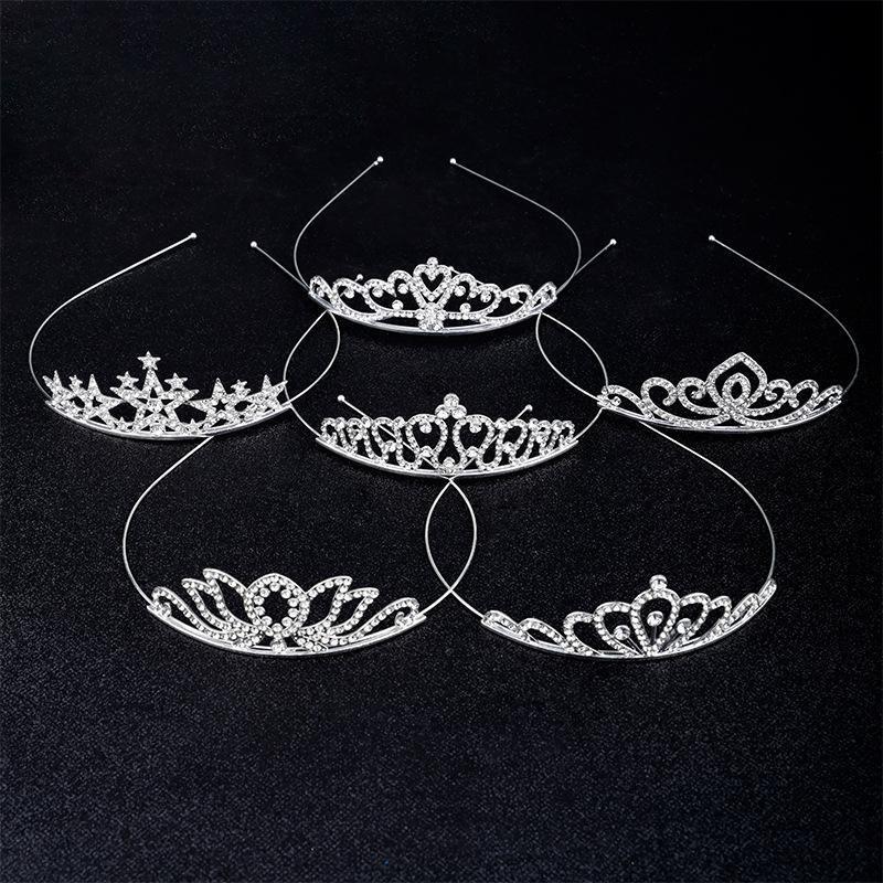 Romantic Princess Crown For Girls Rhinestone Crystal Hair Crowns Queen Headband Bridal Headdress Tiaras Hair Jewelry Accessories