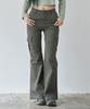 WAARFORWOMAN W1154 D-Ring Cargo Bootcut Pants_Charcoal