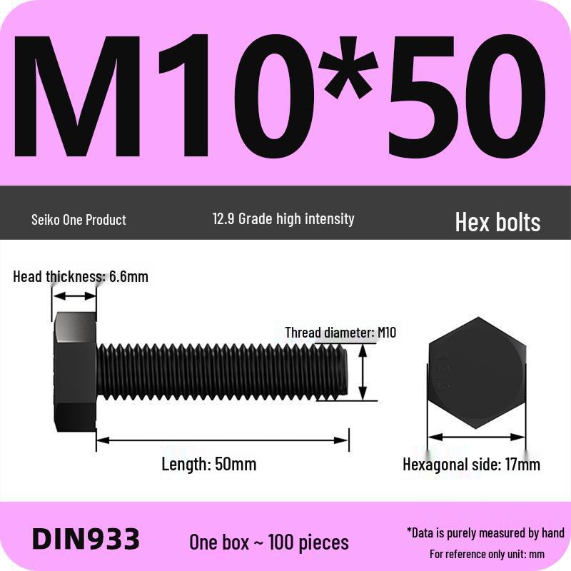 High Strength Class 12.9 Hex Bolt Set: M4-M16 Sizes