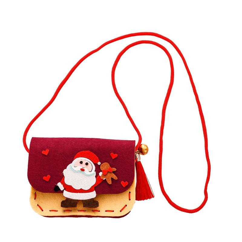 Christmas Handmade Felt Crossbody Bag, Children's Cartoon Non-woven Fabric Coin Purse, Christmas Candy Backpack