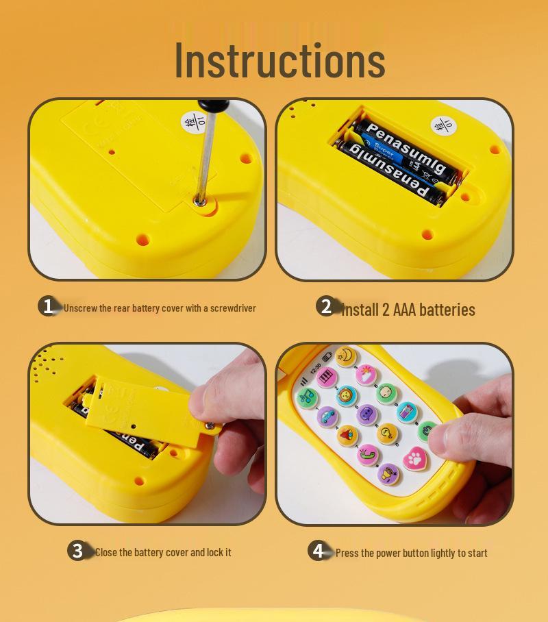 Children's Multifunctional Educational Music Phone Toy with Cartoon Lights