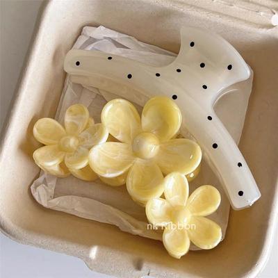 Pinza per Capelli a Forma di Zampa Girasole Giallo Latte Ombré a Pois Stile Coreano