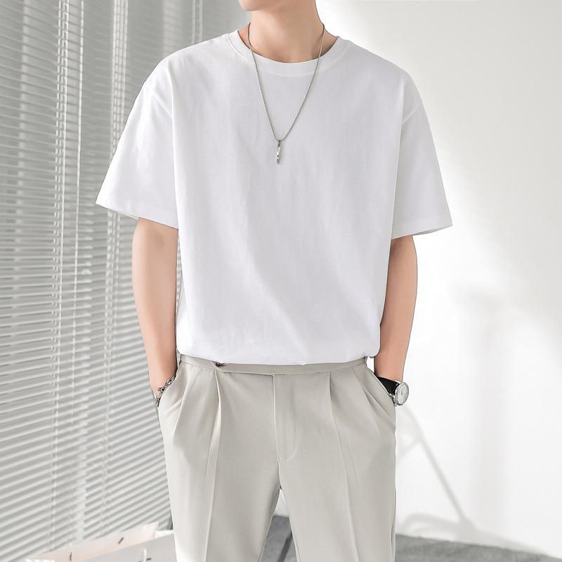 

Men Crew Neck Solid Color Short Sleeve Loose Fit Casual Basic T Shirt M