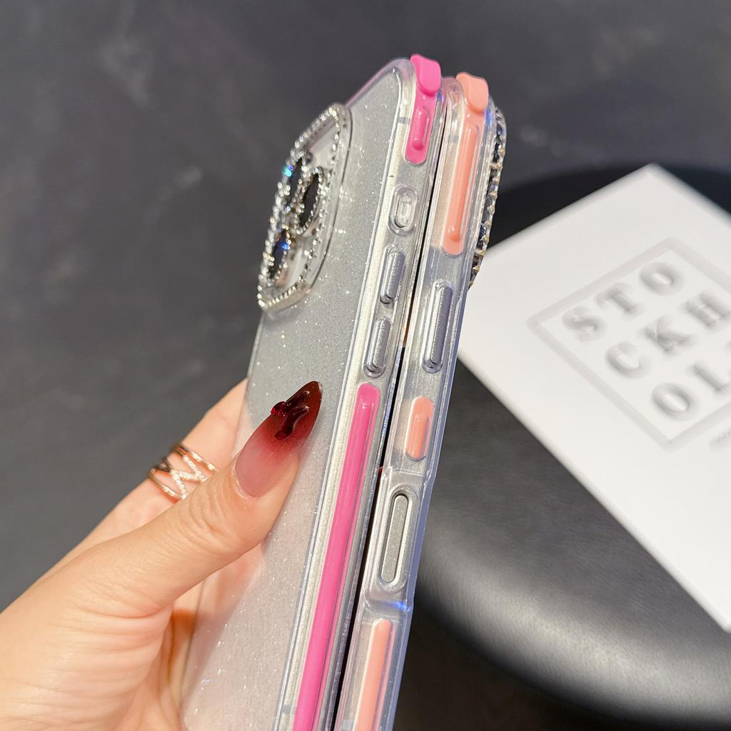 Für iPhone 16 Pro Max Hülle Strassdekor Glitzer TPU Anti-Sturz Handyhülle