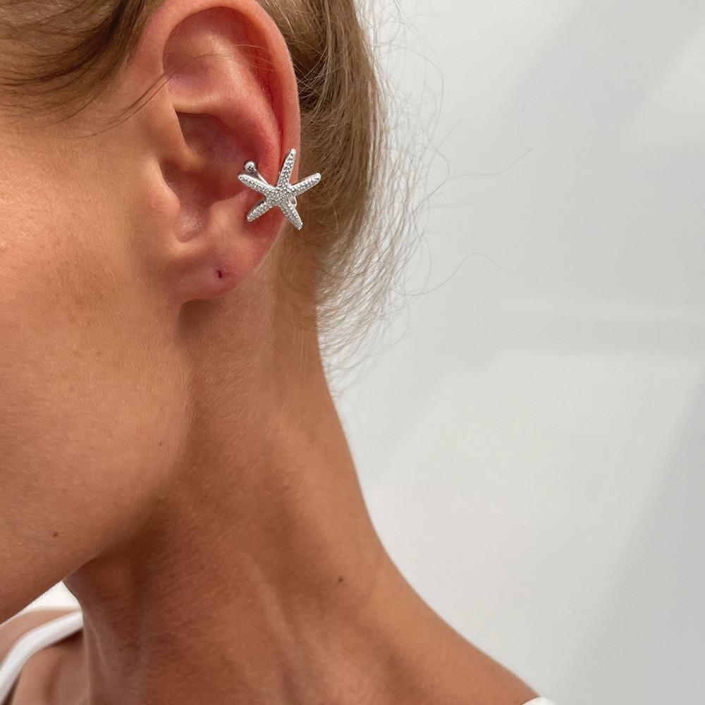 

Golded C Shape Ear Cuff Silver Starfish Shell Ring Clip C-shaped Ear Clip Cartilage Ear Cuffs Style 2