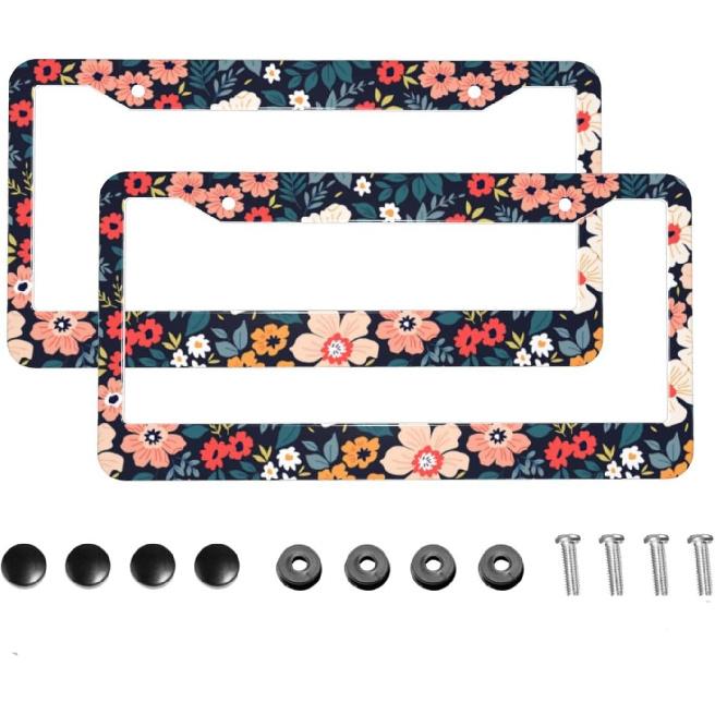 Hunting Camouflage License Plate Frames 2 Pack Aluminum License Plate Holder 2 Hole with Screws 11