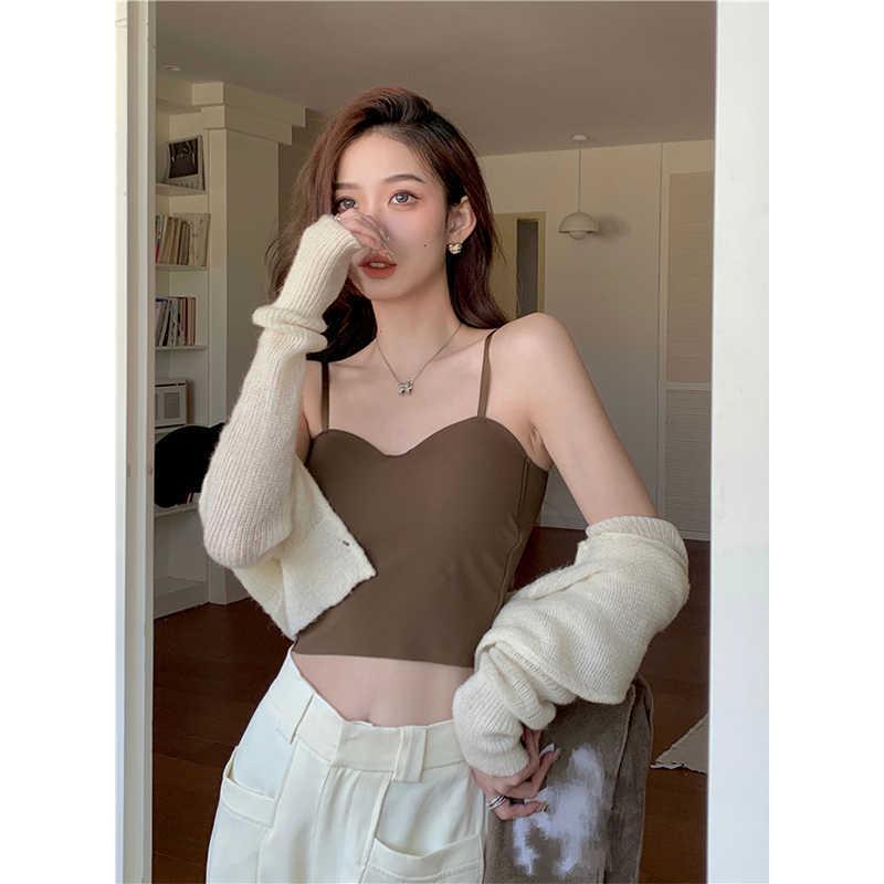 Summer Ice Silk Camisole with Chest Pad - Beautiful Back Bandeau Top