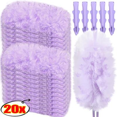 20/1Pcs Static Dusting Duster with Replacement Heads Fiber Duster for Living Room Bedroom Bathroom Kitchen Cleaning Wipe Supply