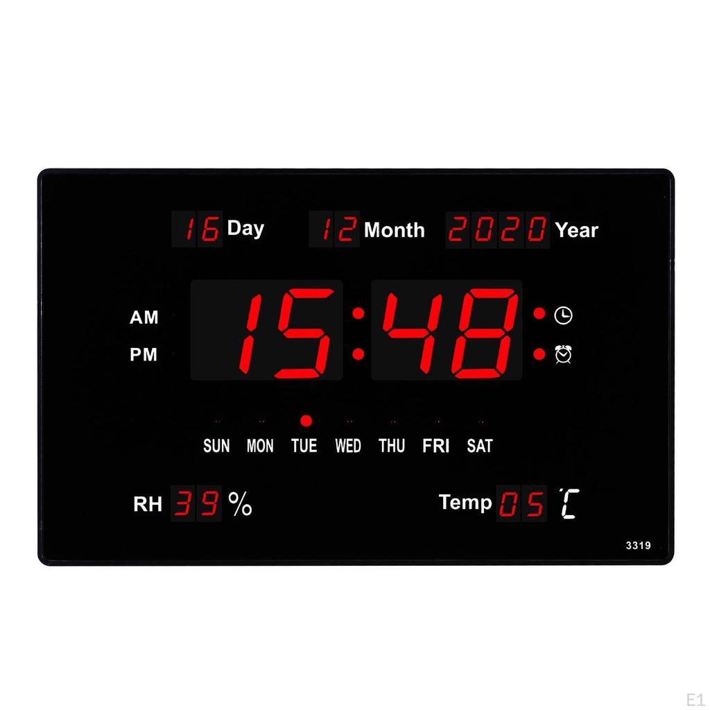 LED Digital Wall Clock with Large Display, Big Digits, for Farmhouse, Kitchen, Living Room,