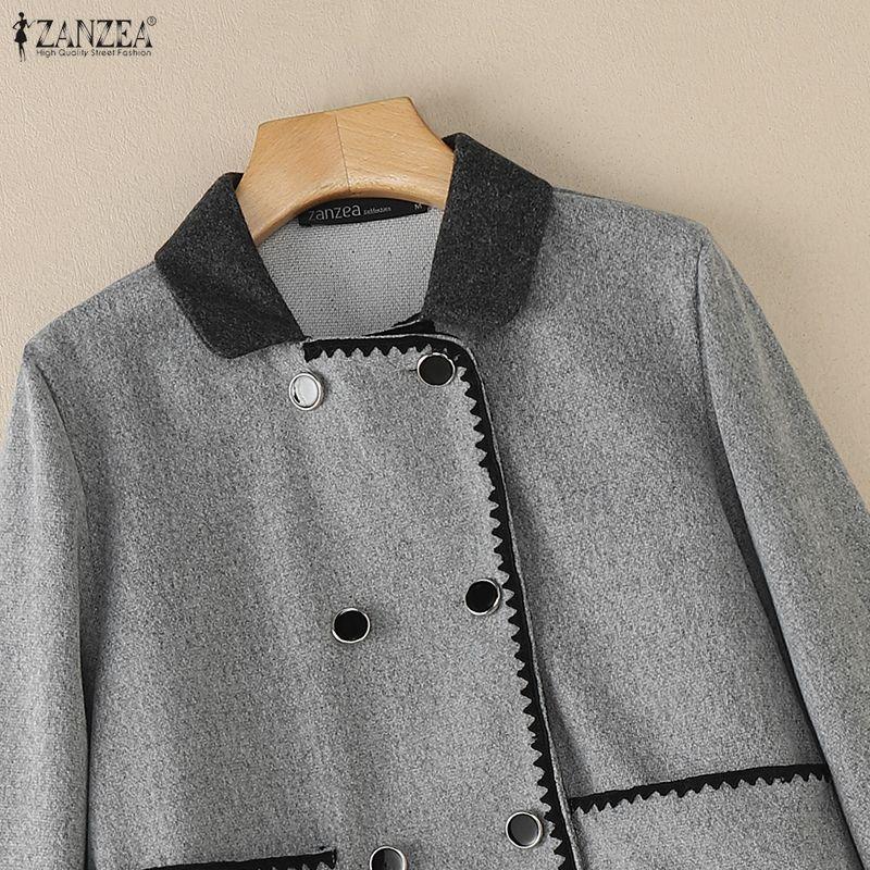 ZANZEA Lässige Damen-Cardigan-Jacken mit Umlegekragen und langen Ärmeln