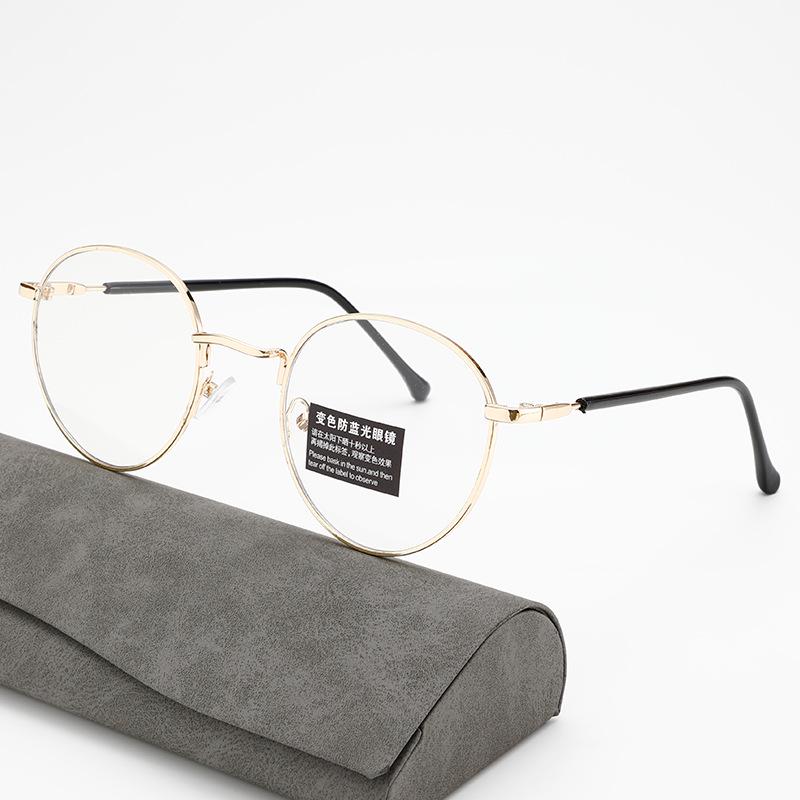 

Жіночі ретро золоті дротові надлегкі окуляри-хамелеони круглої форми - професійні металеві сірі оправи