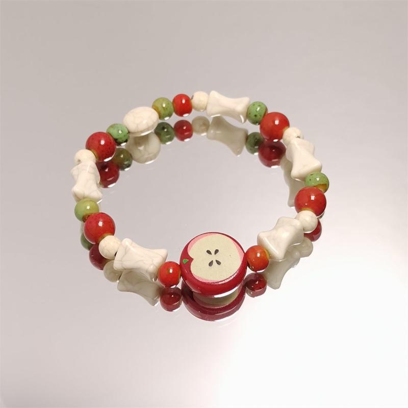 Retro Apple Bead Bracelet Cute Color Mixed Star Women Bracelet Fashion Design Jewelry Trend Bracelet Accessories Gift