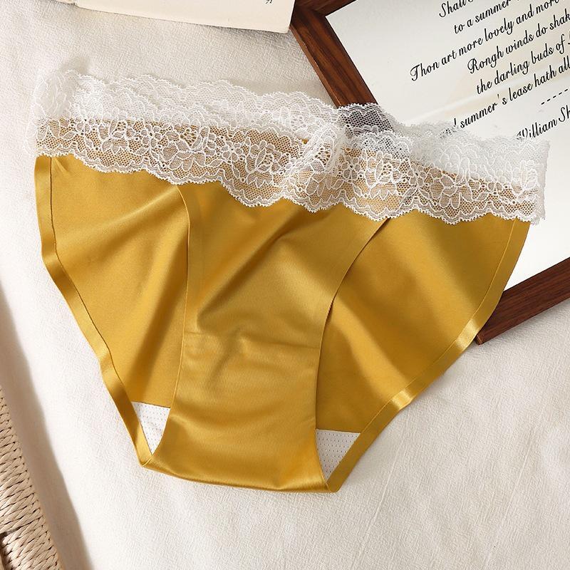 Women's Sexy Lace Trim Seamless Satin Panties - Pure Desire Style 2025
