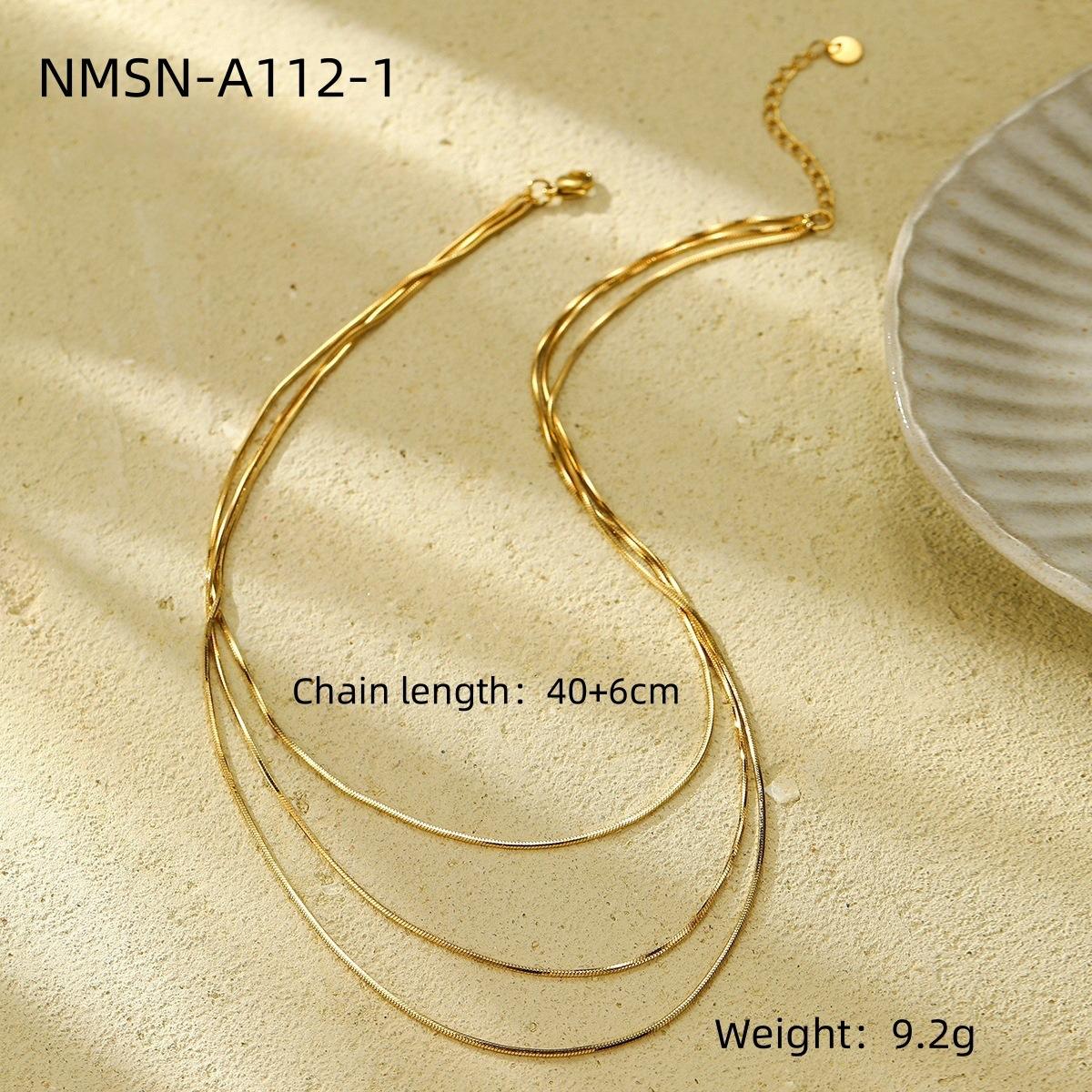 GEMCHIC Women s 3-Layer Snake Chain Necklace Stainless Steel Minimalist Geometric Pendant Jewelry Gold Tone