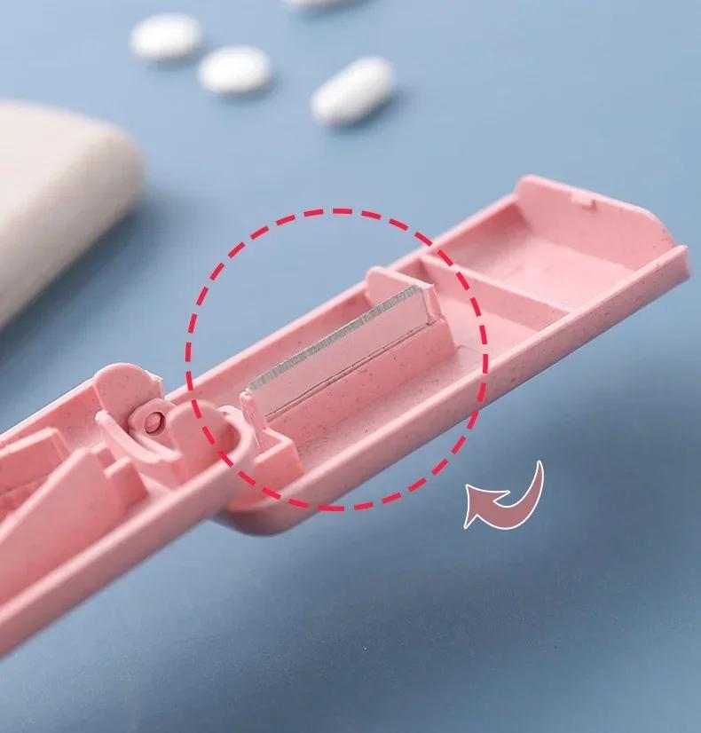 1pc Mini Useful Portable Medicine Pill Holder Tablet Cutter Splitter  Case Storage Box Divider