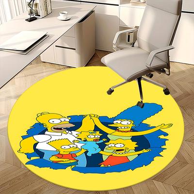 The Simpsons Family Chair Mat - Round Carpet for Home Decor, Office Use, Living Room