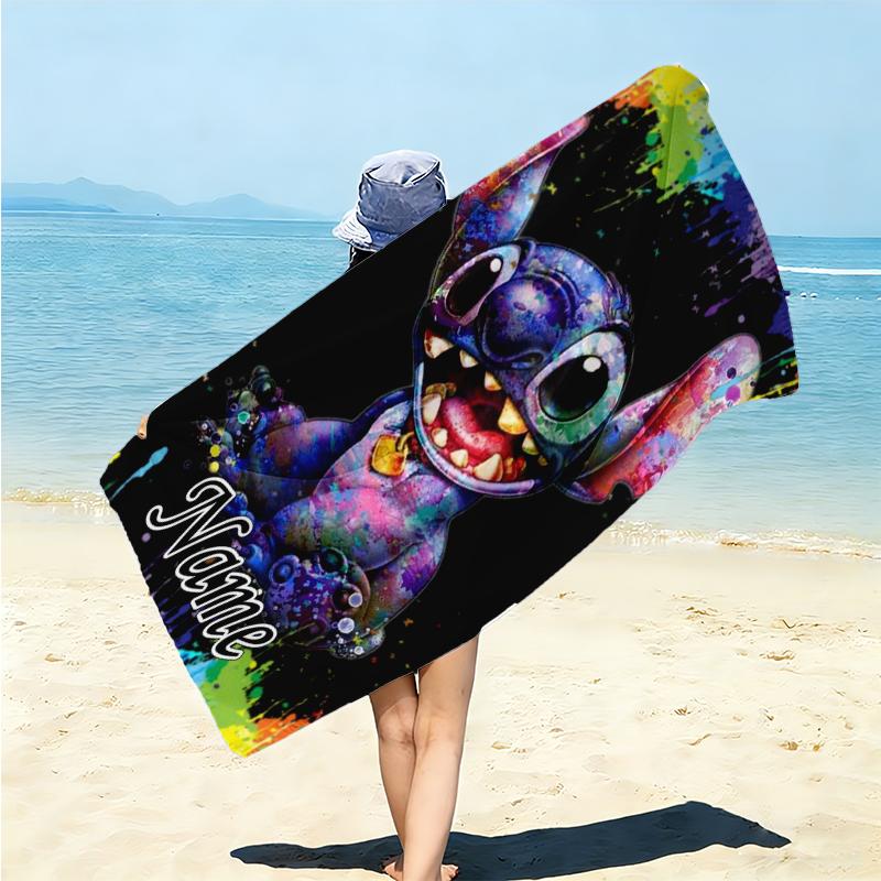 Personalized Butterflies Stitch's Adventure Beach Towel Microfiber Beach Towel Thin Absorbent for Beach Swimming Yoga Bath Sports. 0910225