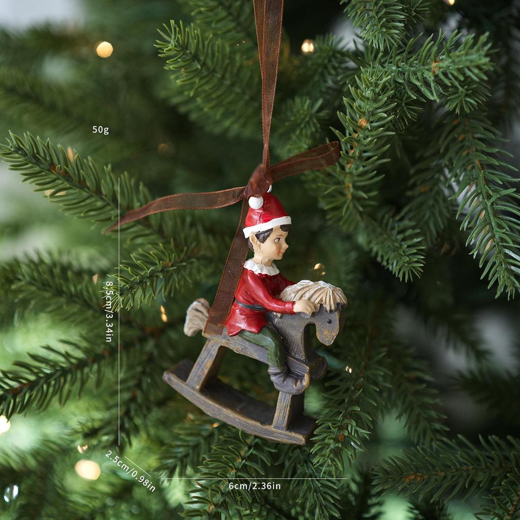 Retro-Style Elderly Boots, Snowman, & Bells Christmas Tree Hanging Decoration Resin Pendant Wreath