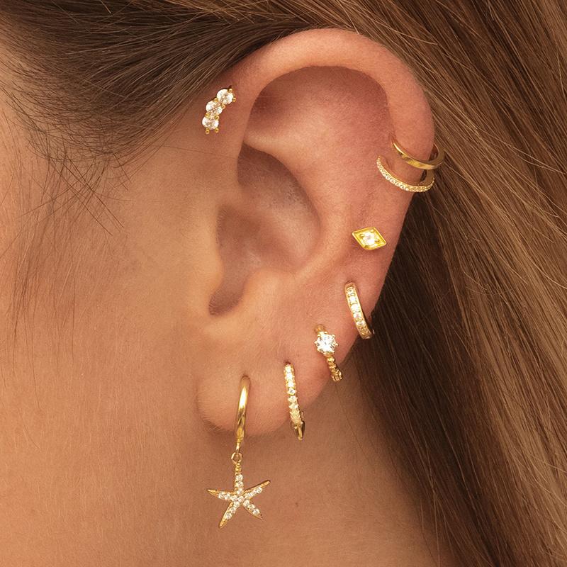 CRMYA Vintage Piercing Ear CZ Zircon Cross Earring Gold Silver Filled Drop Earrings For Women Hoop Earings Jewelry Wholesale
