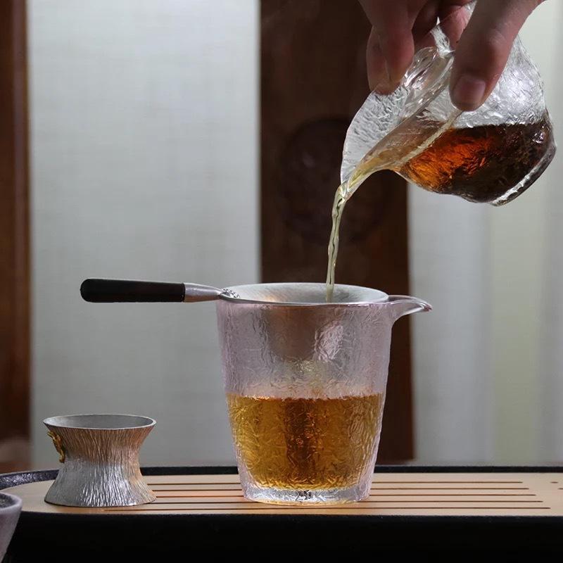 Pure Tin Tea Funnel Solid Wood Handle Tea Strainer Pitcher Filter Kung Fu Tea Set Tea Accessories Strainer Tea Filter Diffuser