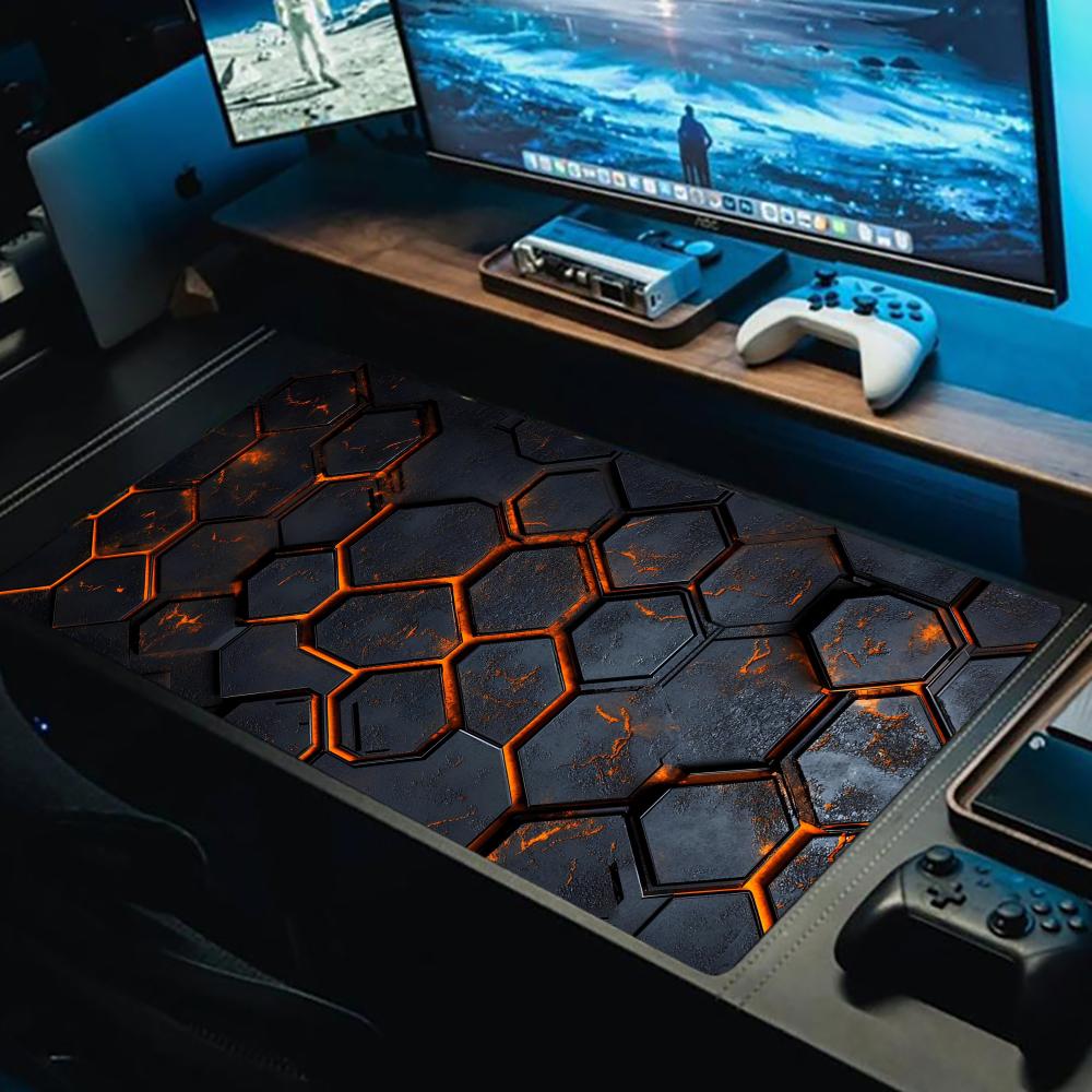 3D Abstrakte Geometrie Mauspads XXL Großes Gaming Genähte Kanten Schreibtischunterlagen HD Rutschfest Computer Tastatur Schreibtischmatte Laptop Mauspads