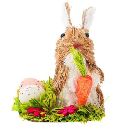 Osterhasenfigur Strohgewebt Osterhase Tischaufsteller Hasenornament Heimtischdekoration