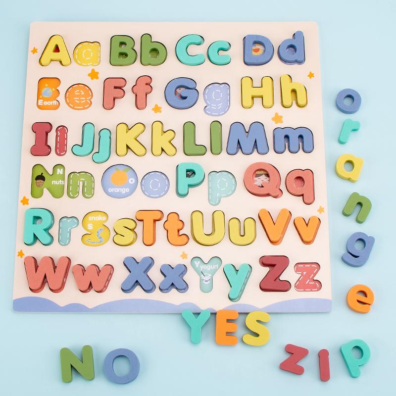 Wooden Cartoon Word Spelling Letter Practice Board Training Learning Early Educational Montessori Toys For Children Kids