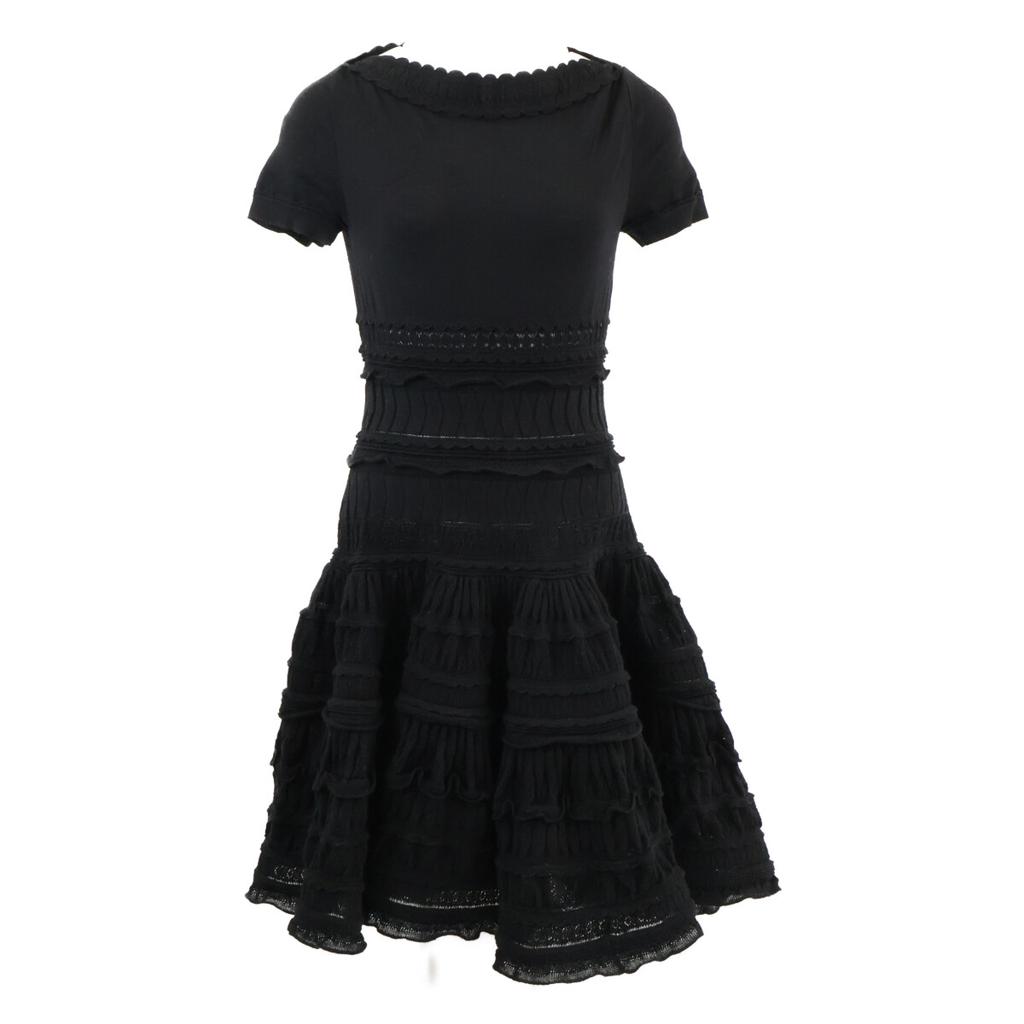 ALAIA [Domestically Authorized] AA9R2187CM626 Crinoline Flare Fine Knit Mini Skater Dress / dress 38 blackUsed
