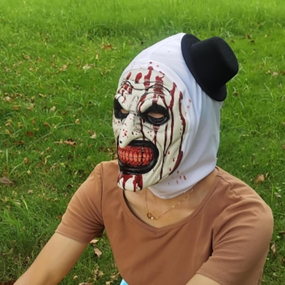 High Quality Latex Scary Cosplay Mask Realistic Unisex Halloween Clown Bloody Props Soft Party Costume Props
