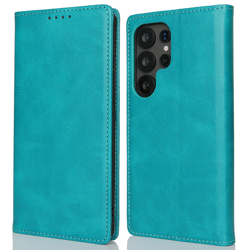 For Samsung Galaxy S25 Ultra Case PU Leather Calf Textured Magnetic Closing Smart Phone Cover