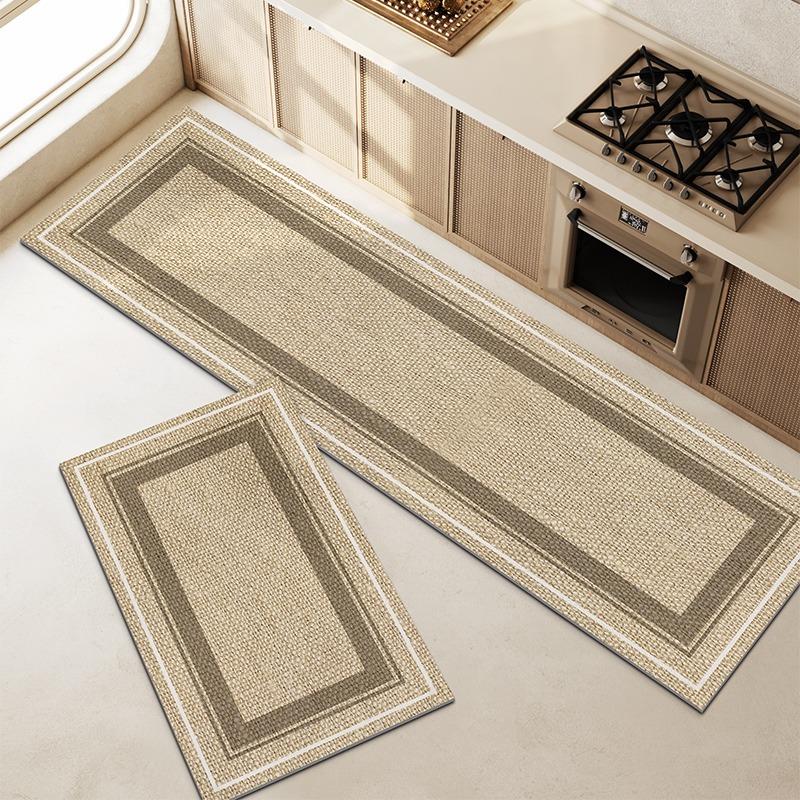 Kitchen Mat Modern Minimalism Long Strip Runner Rug Non-slip Anti-fouling Oil-proof Kitchen Carpet Home PVC Leather Washable Mat