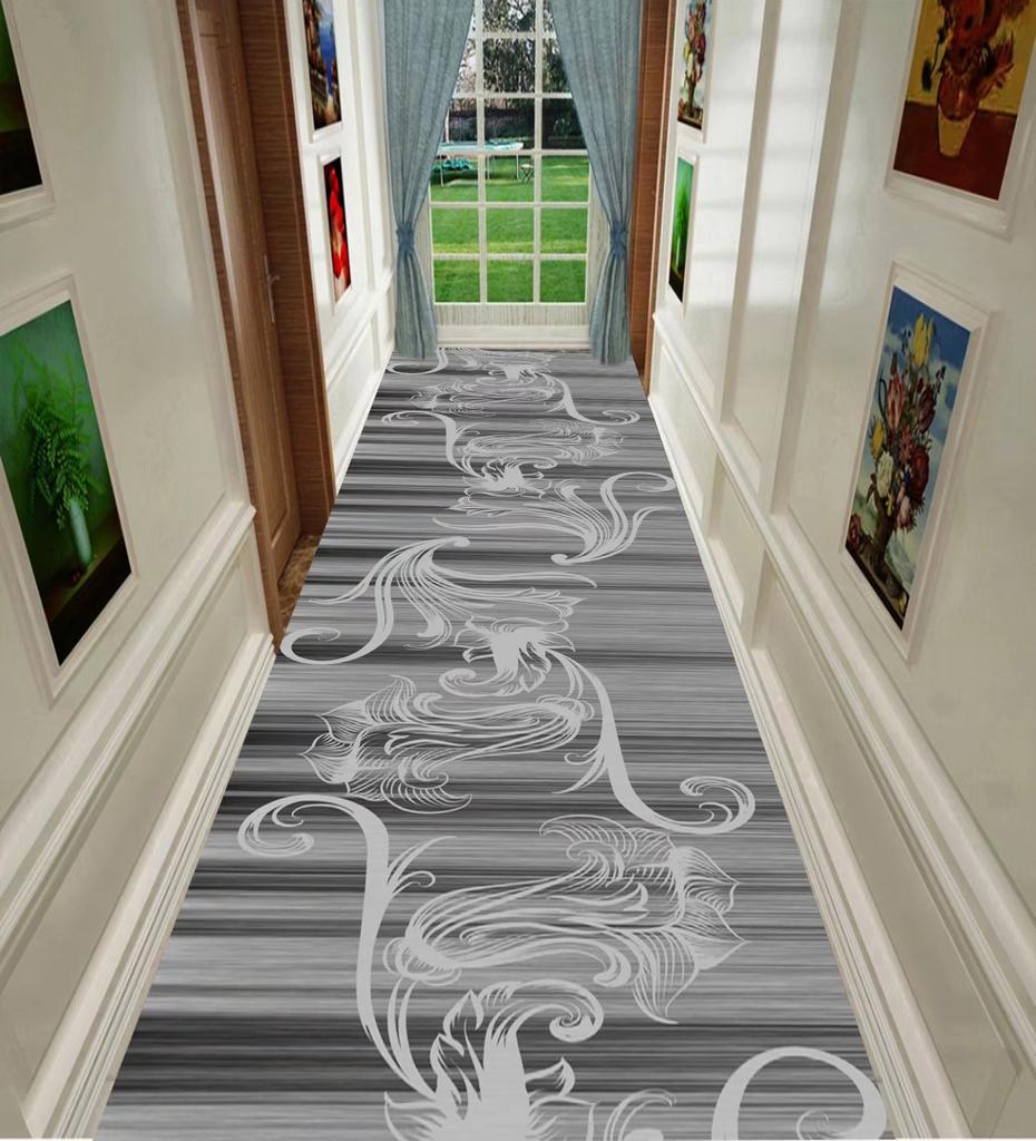 Nordischer geometrischer langer Flurteppich, leichter Luxus, Läuferteppich für Zuhause und Hotel, kann individuell angepasst werden, Treppenmatte für die Villa, rutschfester Flurteppich