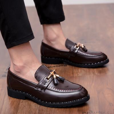 FashionMens Wedding Party Shoes Slip On Dress Business Loafers Brand Business Casual Moccasin Leather Buckle Formal Suit Shoes for Men