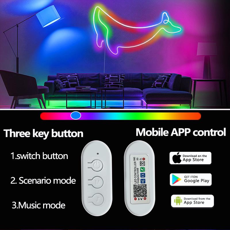 USB Dreamcolor Neon Light Strip: Running Water Silicone, Bluetooth Music Sync, DIY E-sports Lighting.