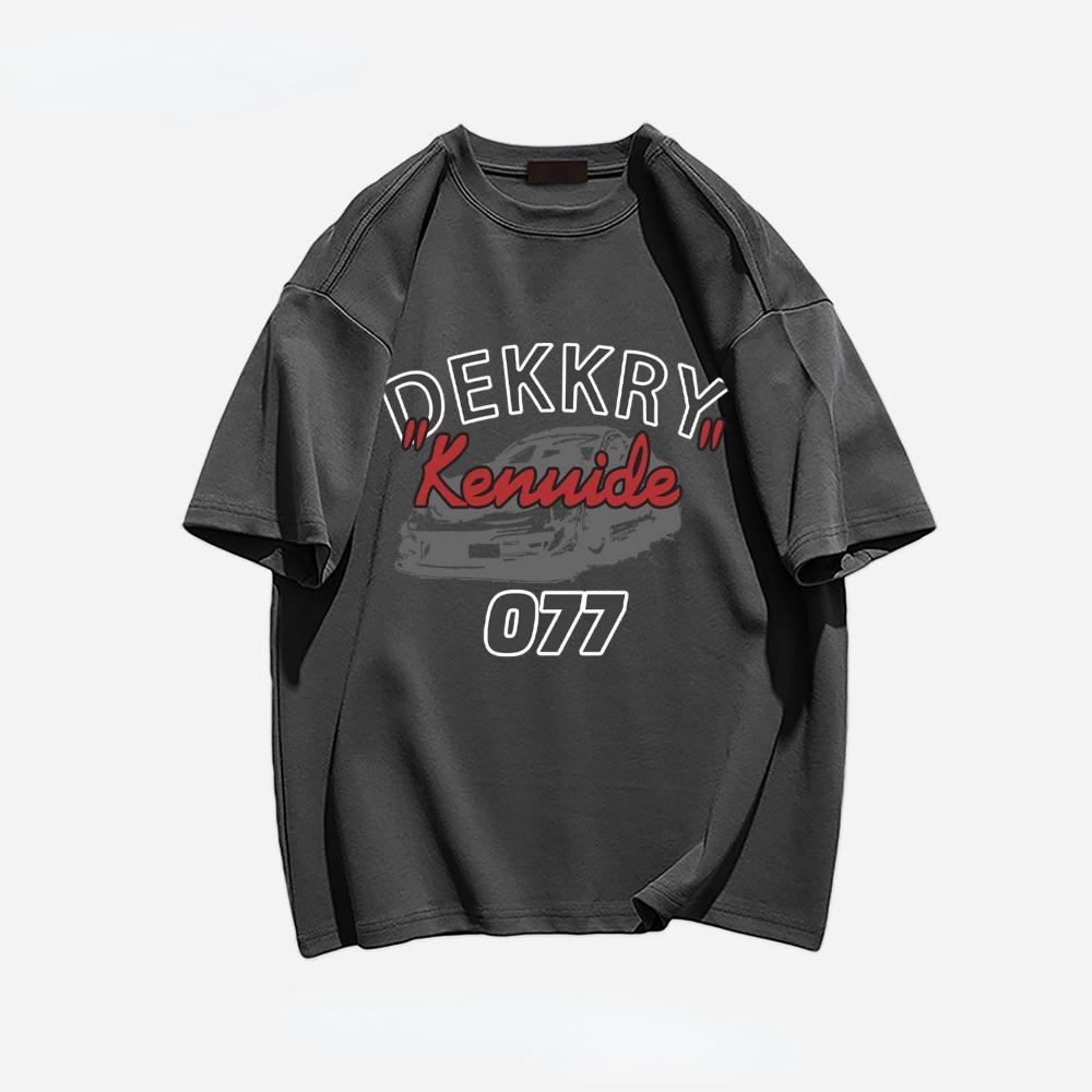 Summer Fashion Heavyweight Retro Men's English Letters 100% Cotton Printed Round Neck High-quality Casual Fitness Street T-shirt